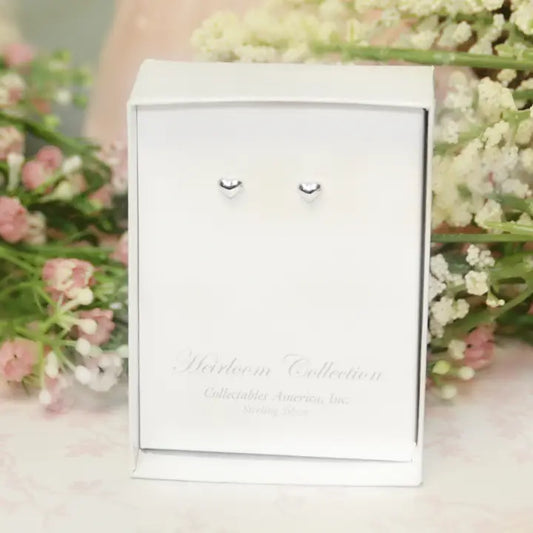 Sterling Silver Tiny Puff Heart Earrings STG-279