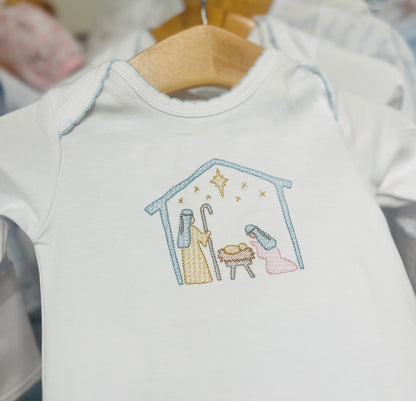 Nativity Embroidered Gown - Blue