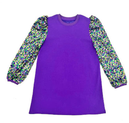 Mardi Gras Sequin Confetti LS Dress