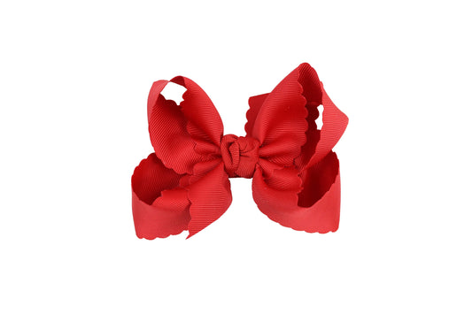 Red 5.5” Scalloped Alligator Clip Bow