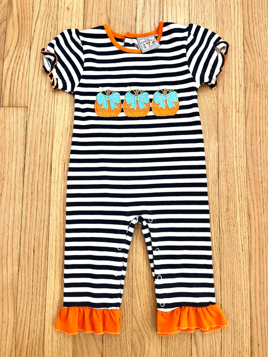 Pumpkin Appliqué Girls Romper