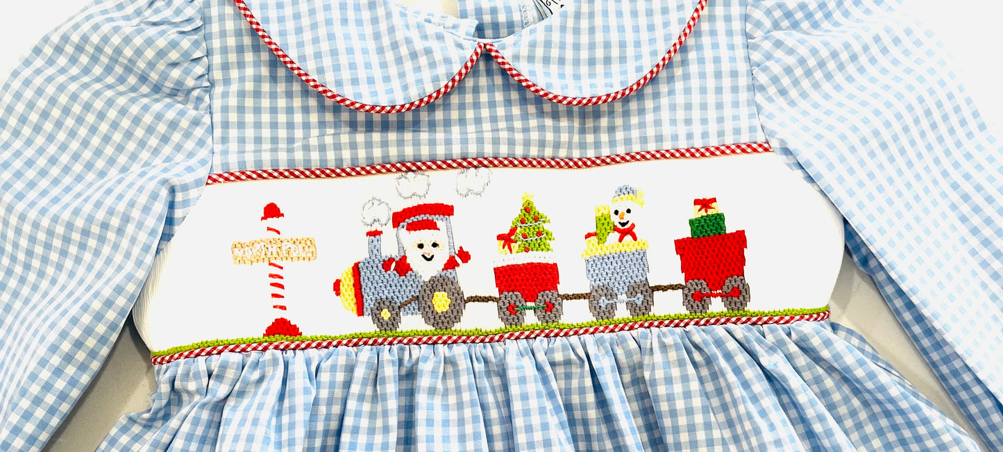 Christmas Train Smocked Dress