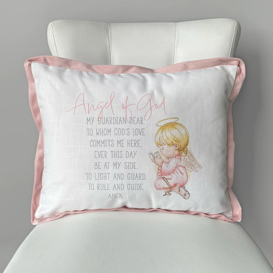 Pink Guardian Angel Printed Pillow