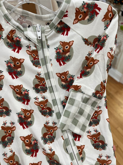 Bamboo Zipper Pajama - Reindeer