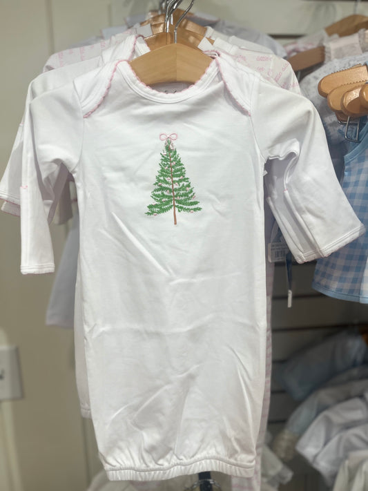 Christmas Tree Embroidery Gown-Pink