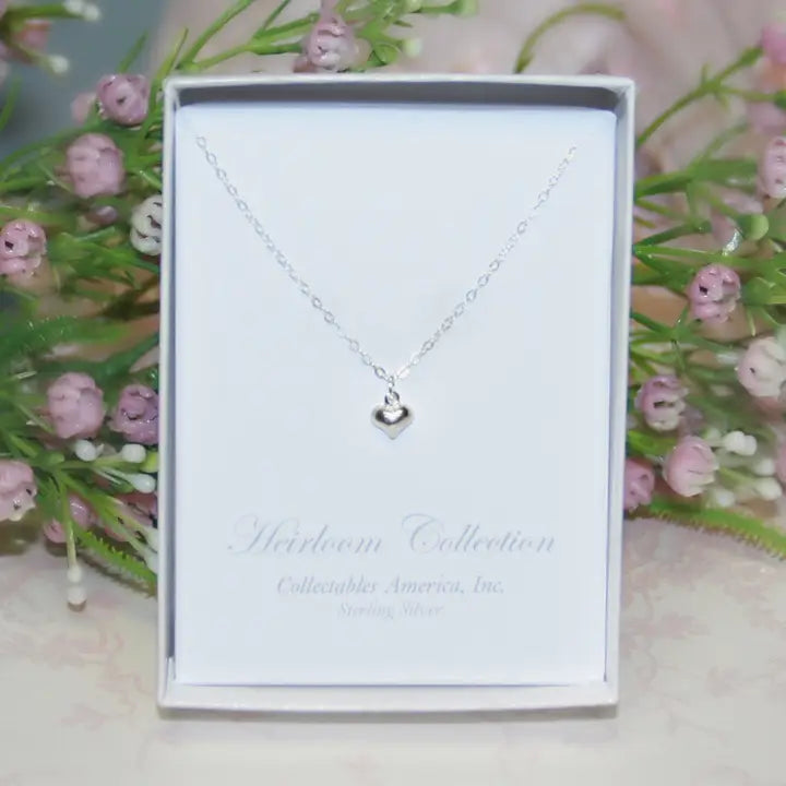 Sterling Silver Puffed Heart Necklace STG-277