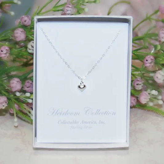 Sterling Silver Puffed Heart Necklace STG-277