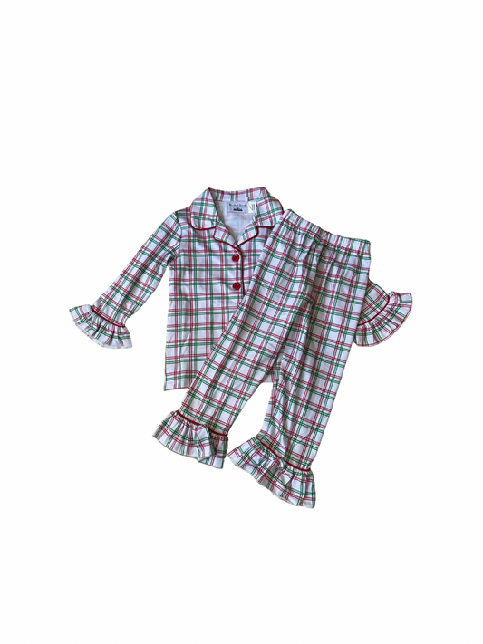 Girls Christmas Plaid Lounge Set