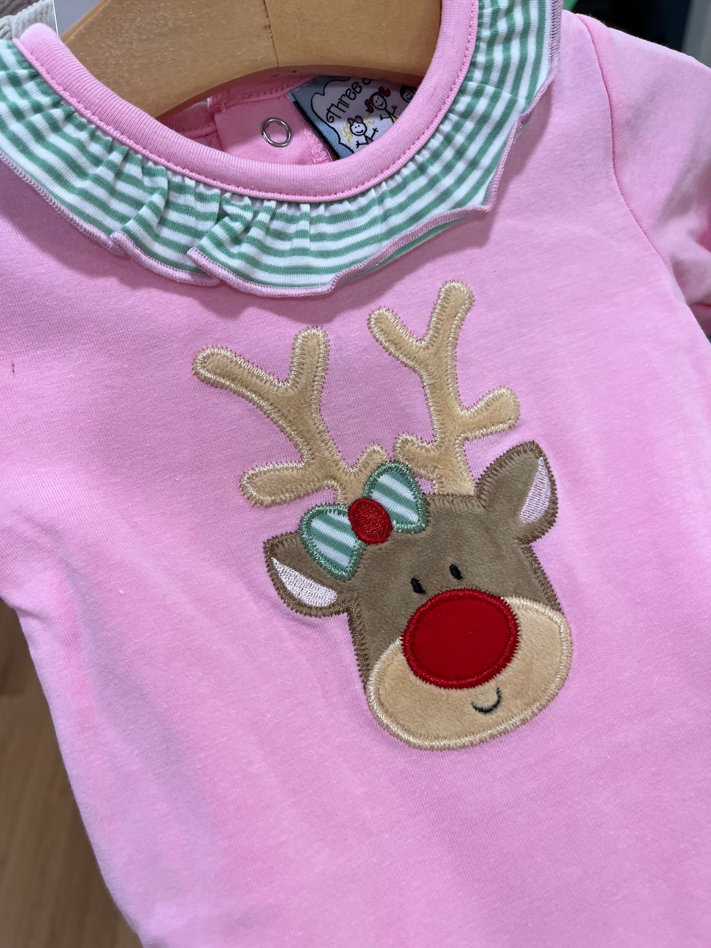 Reindeer Applique Girls Romper