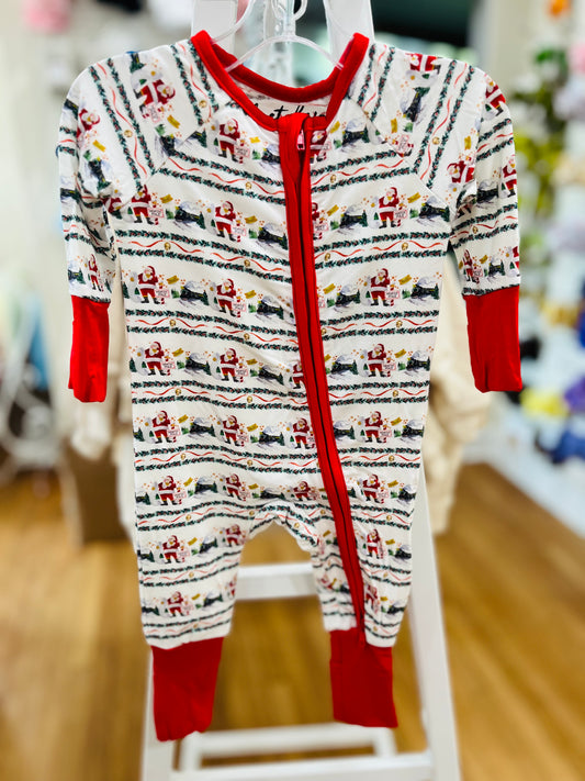 Bamboo Zipper Pajamas - Christmas Train