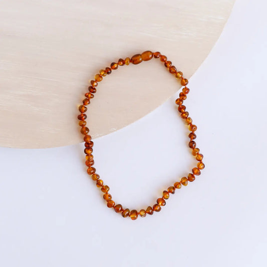 Polished Cognac Baltic Amber Necklace 12”