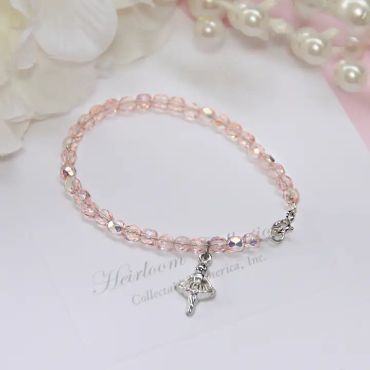 Dance Ballerina Pink Crystal Bracelet 5" CJ-364
