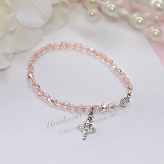 Dance Ballerina Pink Crystal Bracelet 5" CJ-364