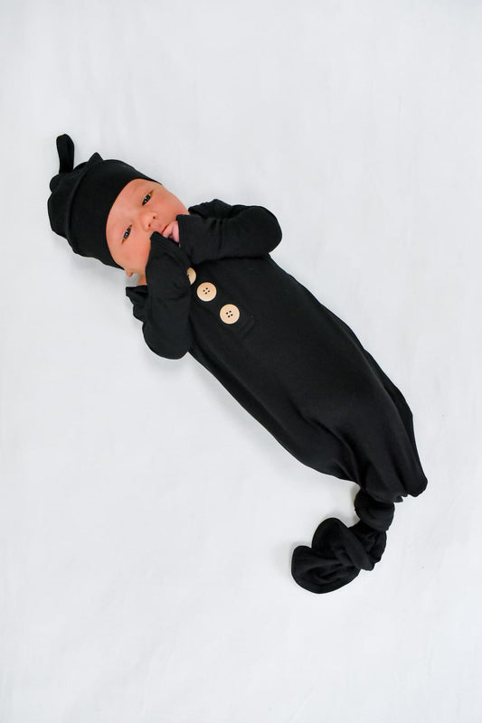 Knotted Gown w/Hat-Black