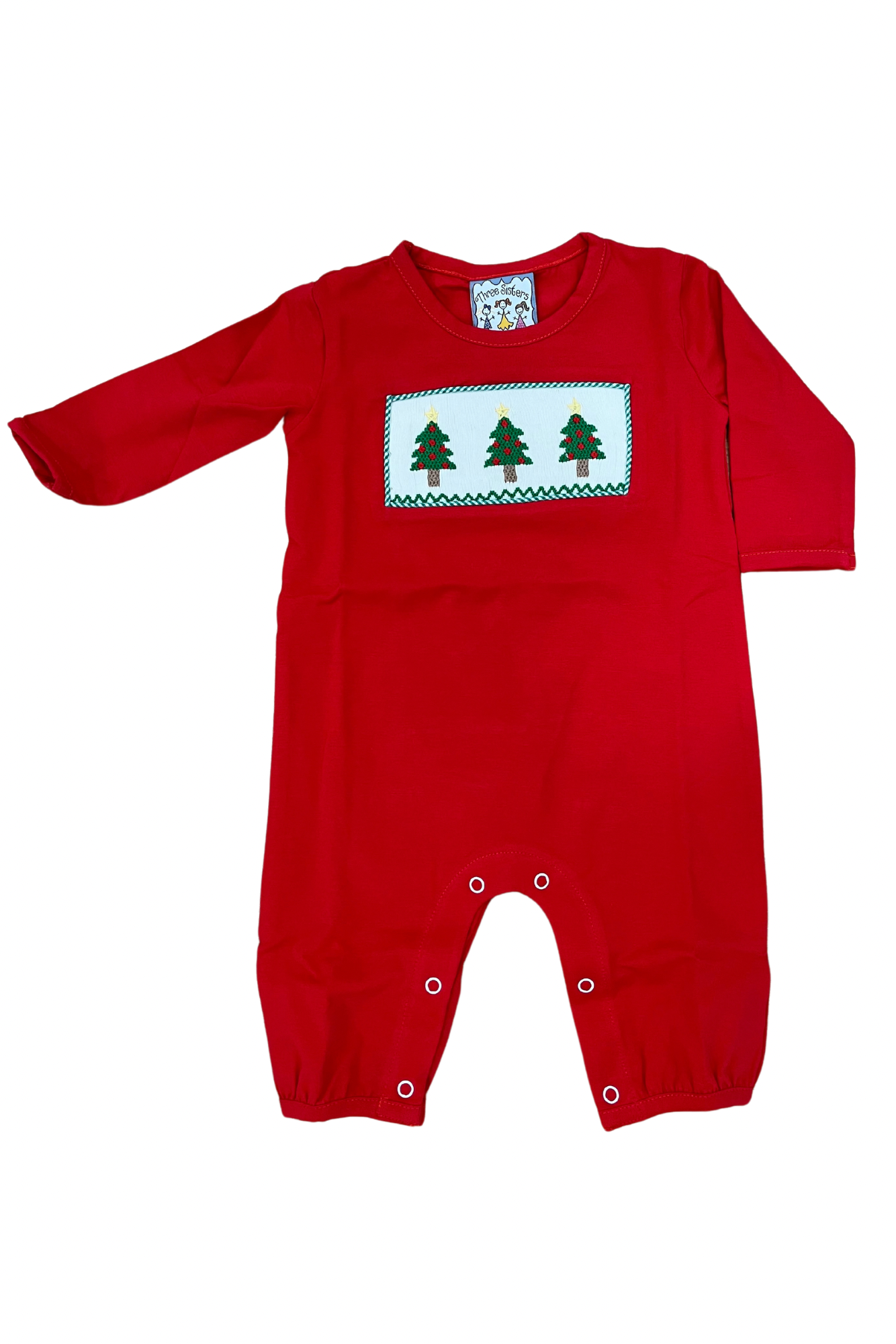 Christmas Tree Smocked Boy Romper