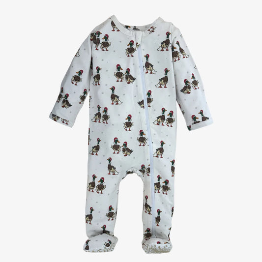 Zipper Footie Pajama - Duck the Halls