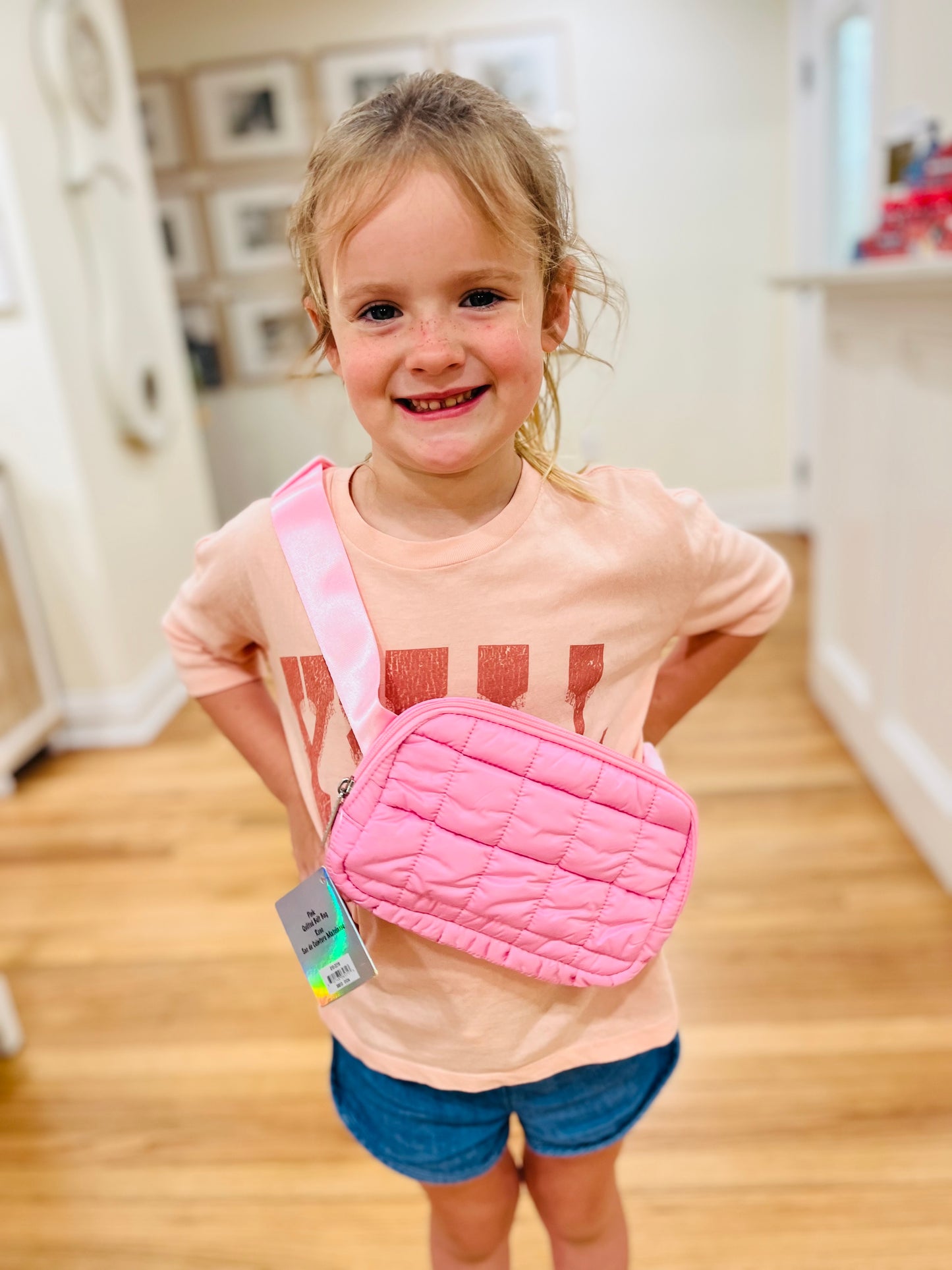 Pink Quilted Belt Bag