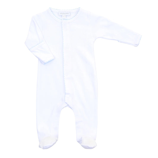 Essentials White with Blue Trim Footie