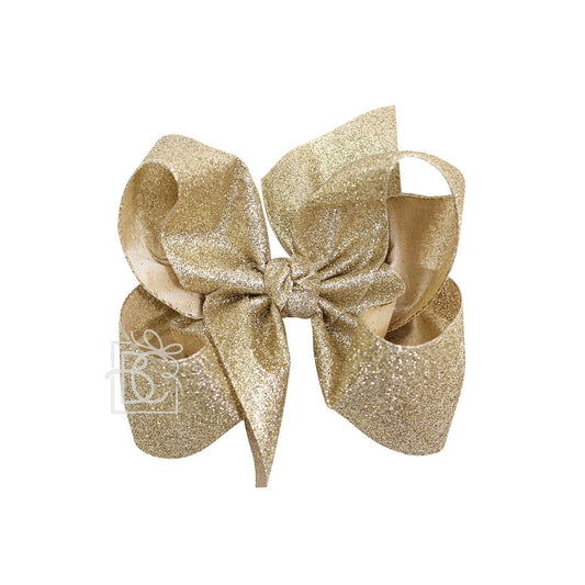 Champagne Glitter 6.5” Alligator Clip Bow