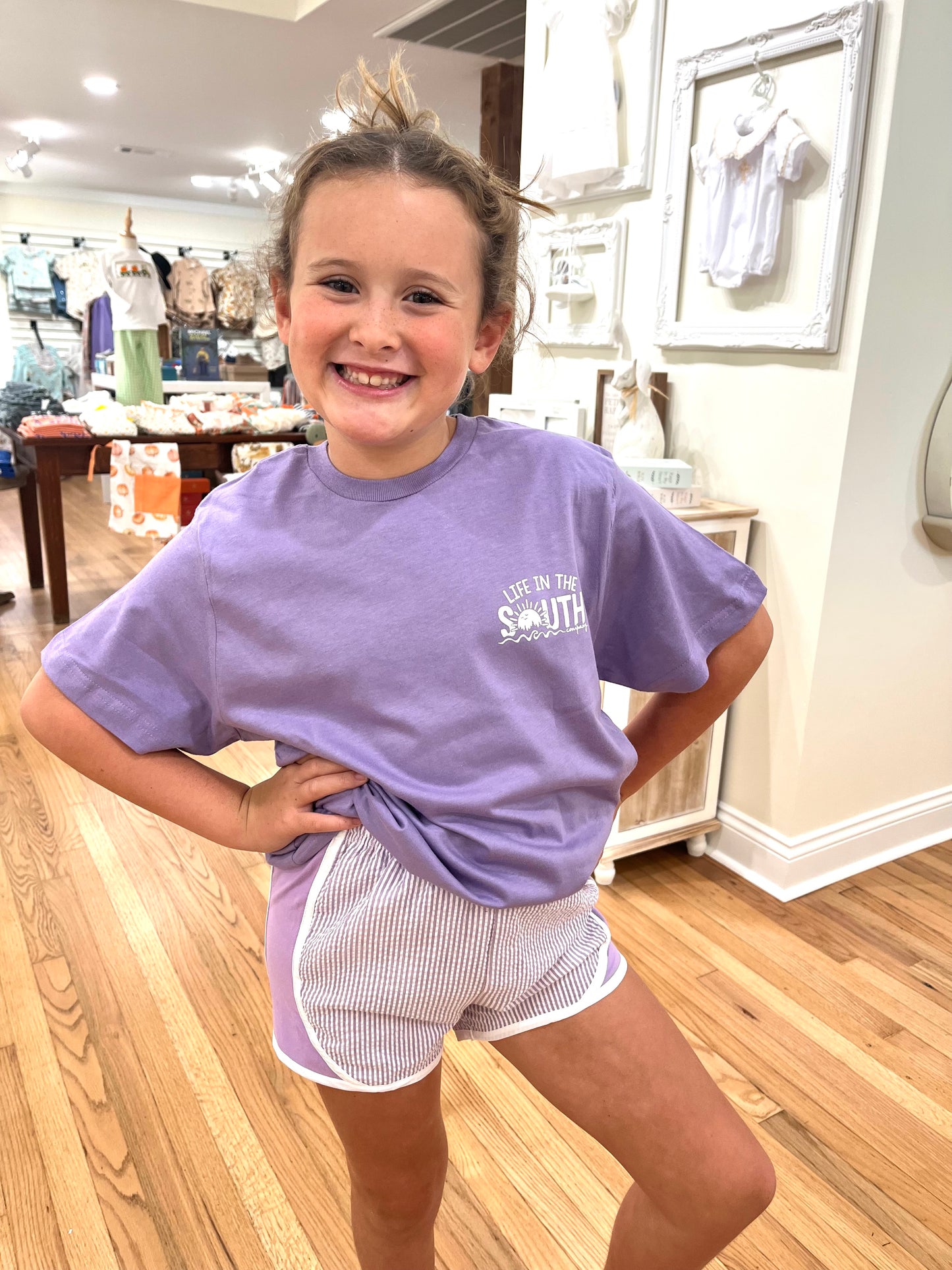 Lavender Seersucker Shorts