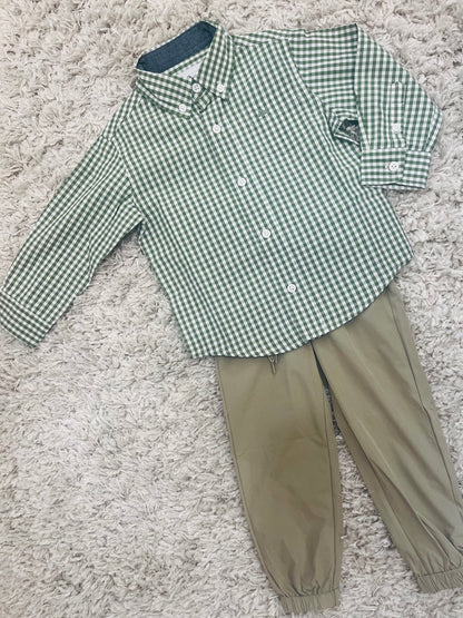LS Dress Shirt - Vineyard Green/White