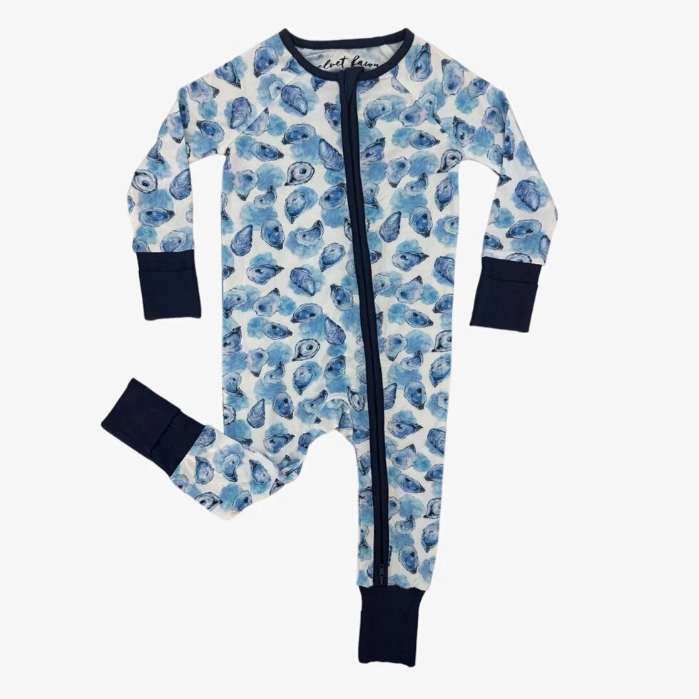 Bamboo Zipper Pajama - Blue Lagoon Oysters