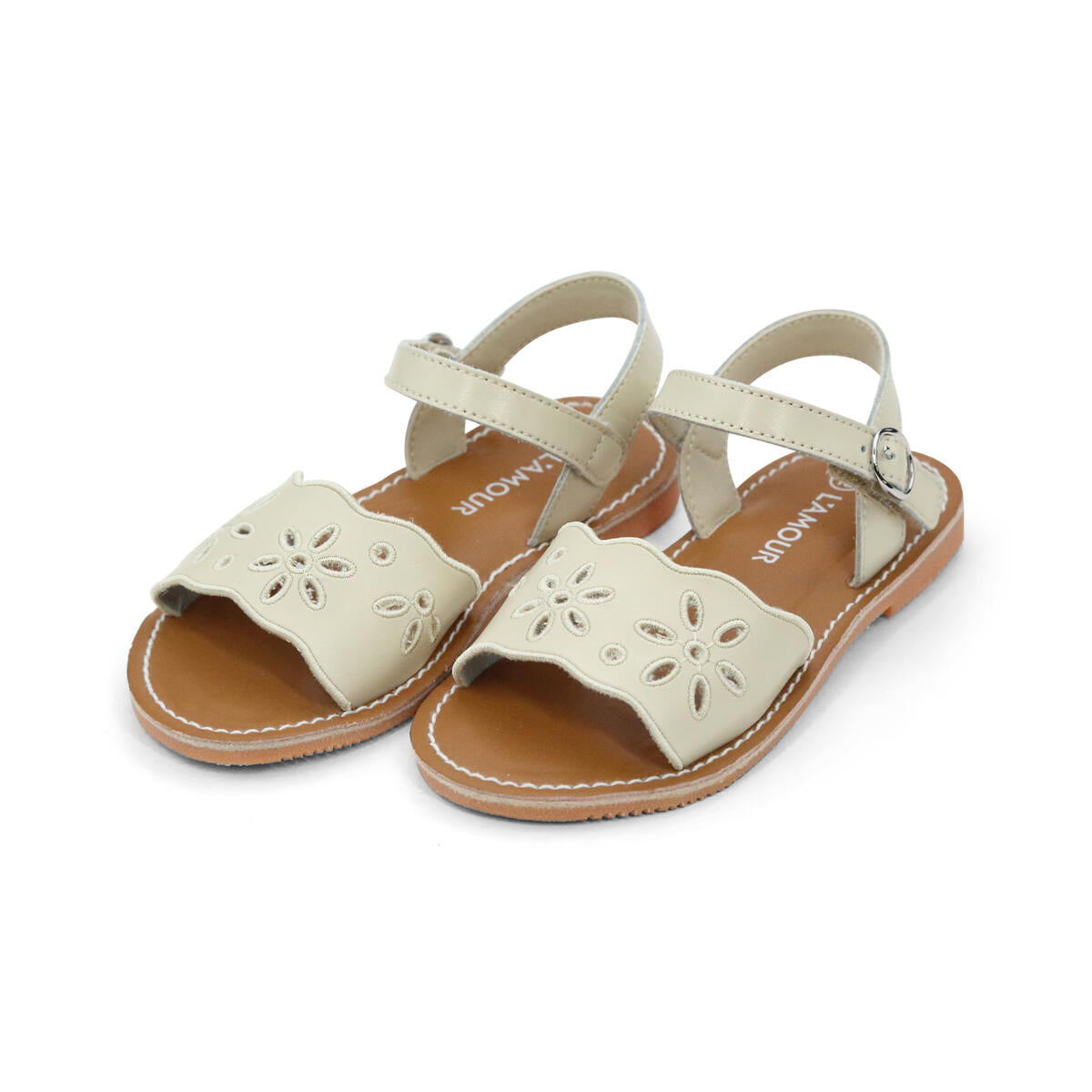 Augusta Embroidered Sandal - Oatmeal