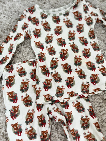 Bamboo Two Piece Pajamas Set - Reindeer