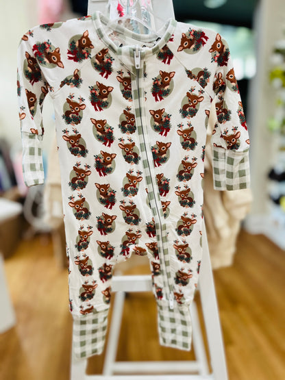 Bamboo Zipper Pajama - Reindeer