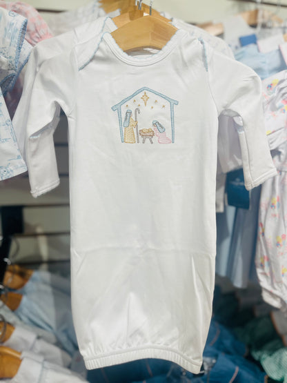 Nativity Embroidered Gown - Blue