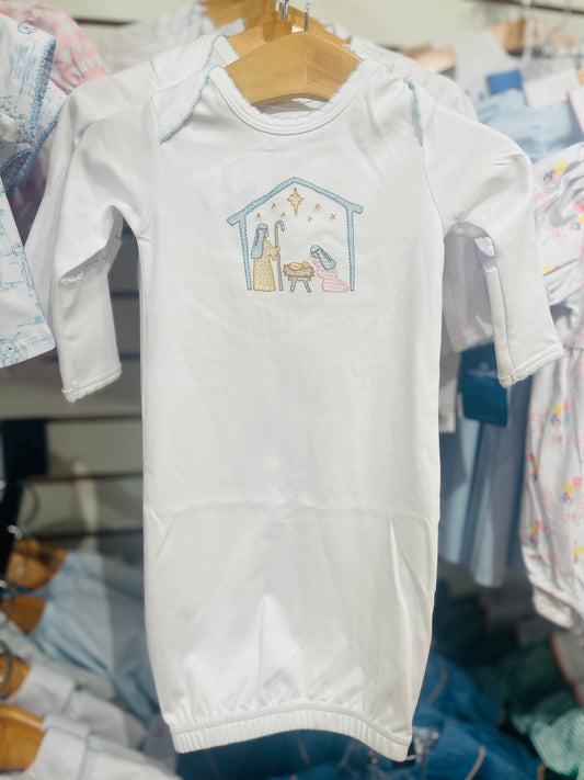 Nativity Embroidered Gown - Blue