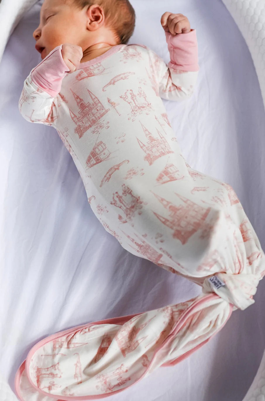 Pink Toile Knotted Gown - NB