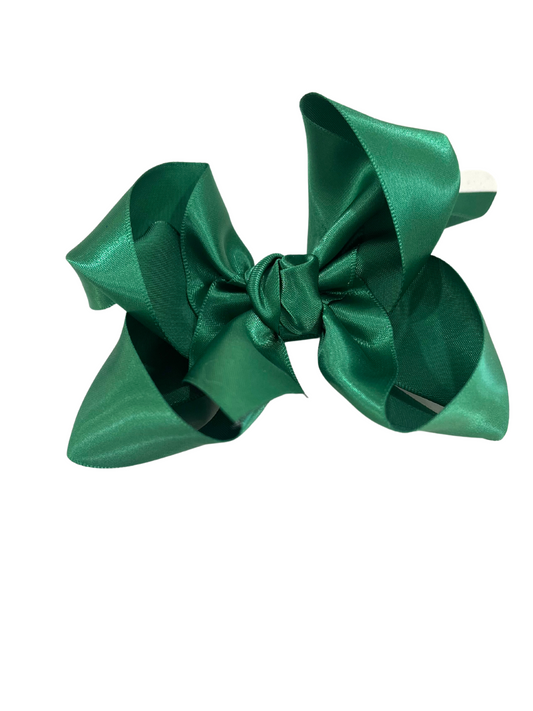 4.5" LG Bow w/Knot- Forest Green, 1.5" Satin