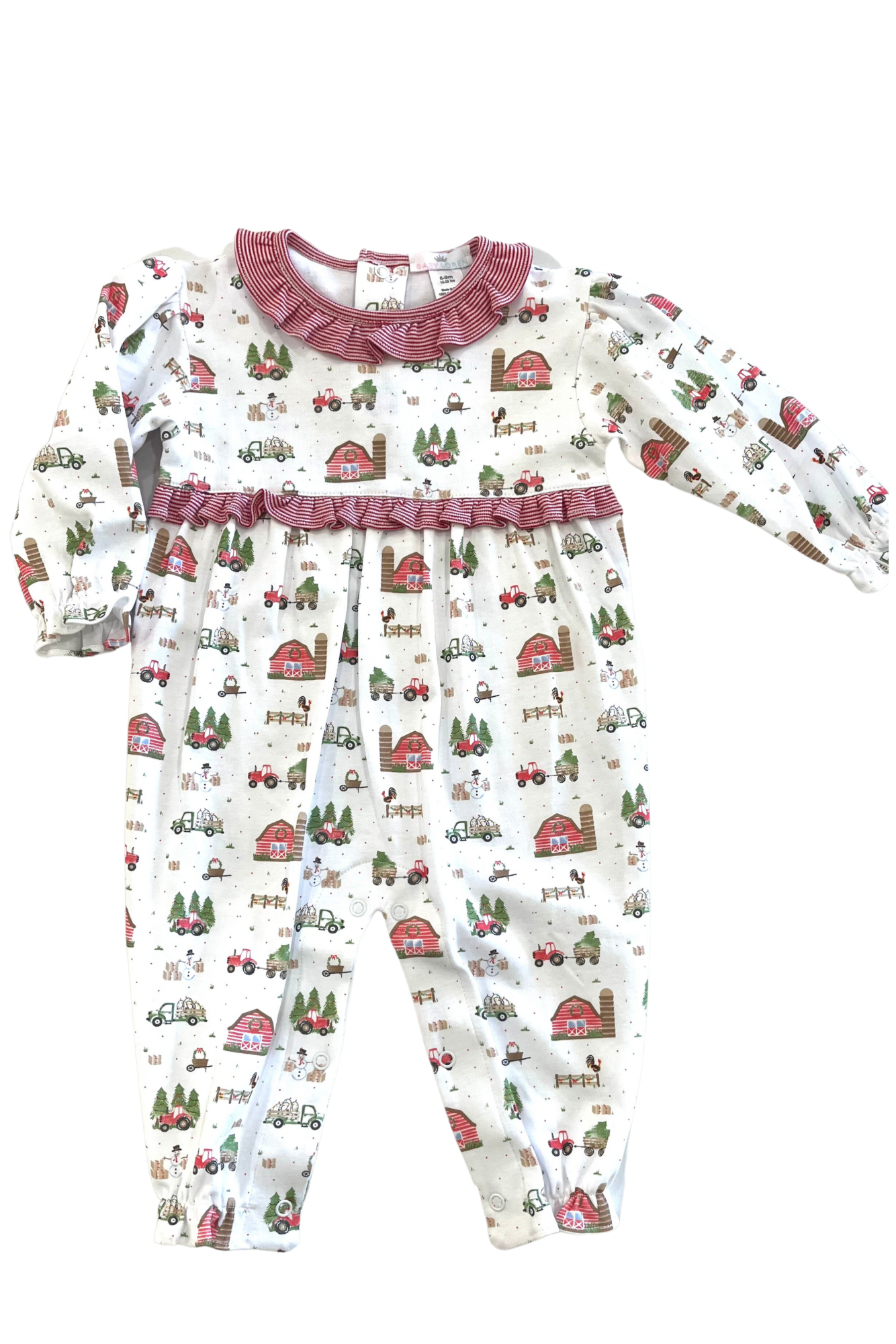 Christmas in the Farm Pima Romper Girls