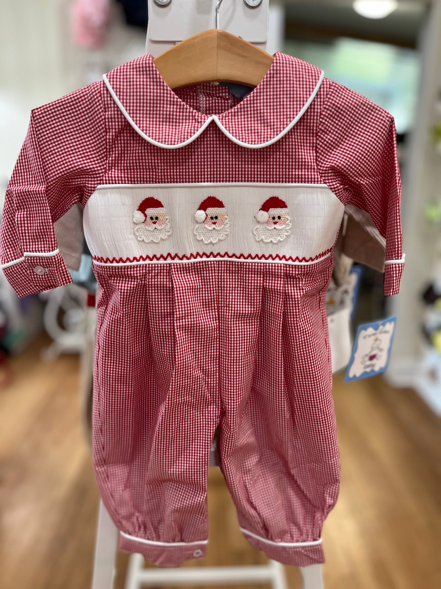 Santa Smocked Boys Bubble Longall