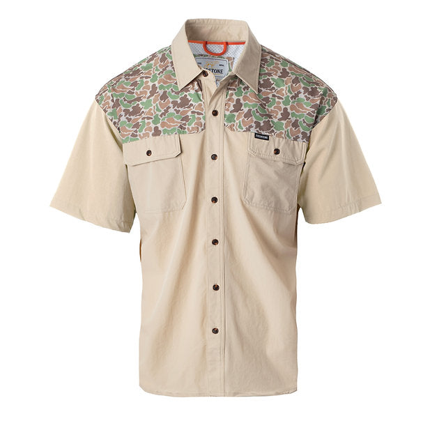 Youth SS Button Down-Sand/Camo
