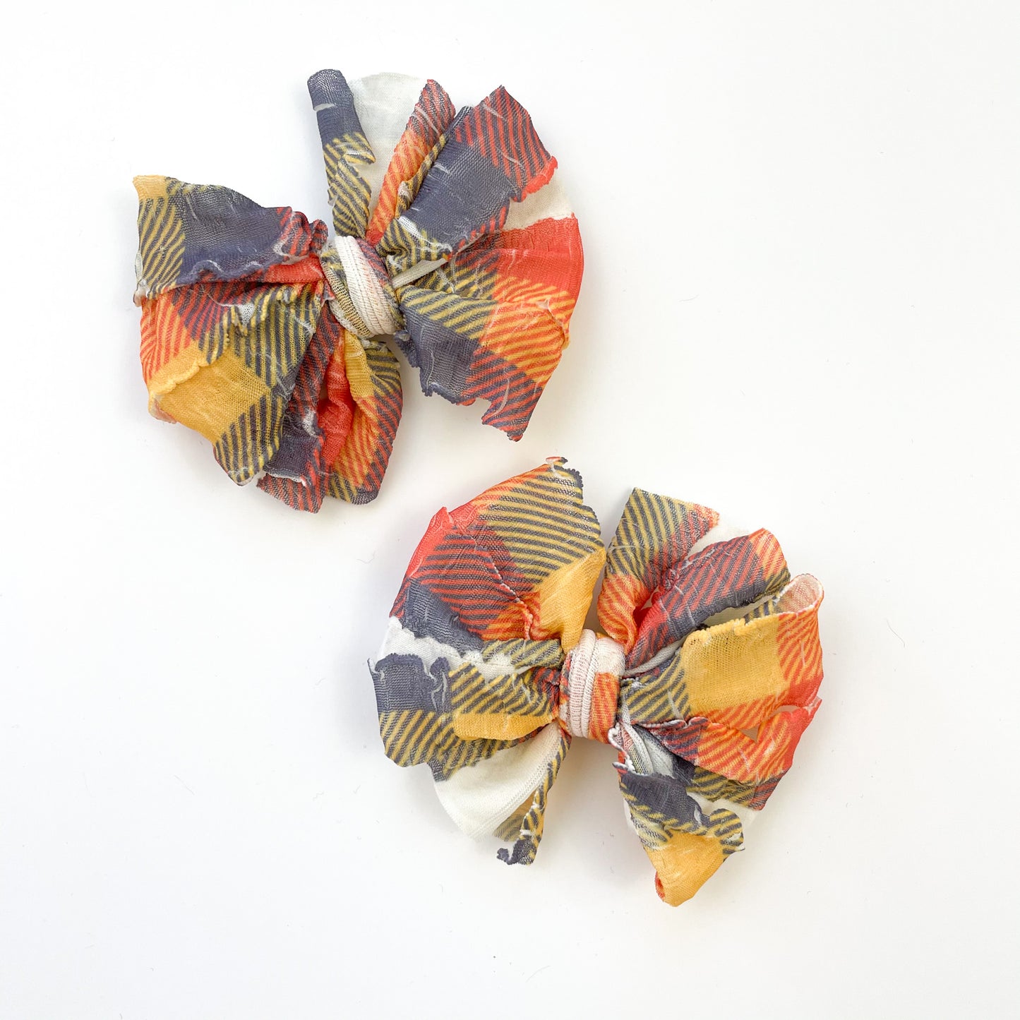 Fall Plaid Ruffle Clip Set