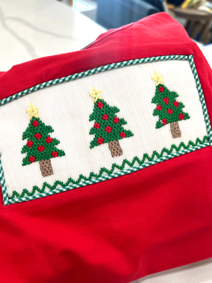 Christmas Tree Smocked Boy Romper