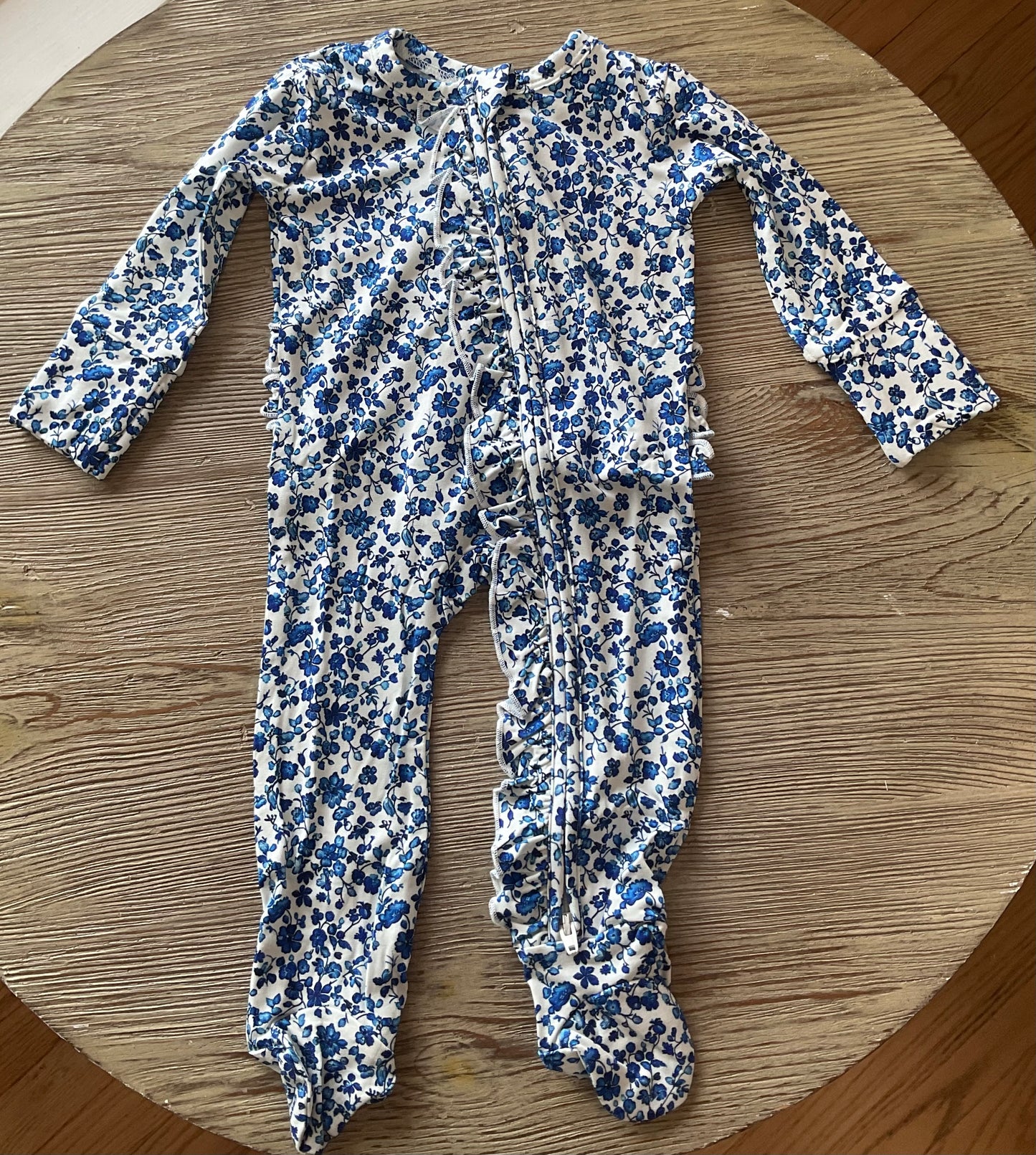 Blue Flower Footie