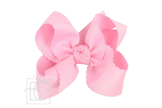 Pink 5.5” Scalloped Alligator Clip Bow