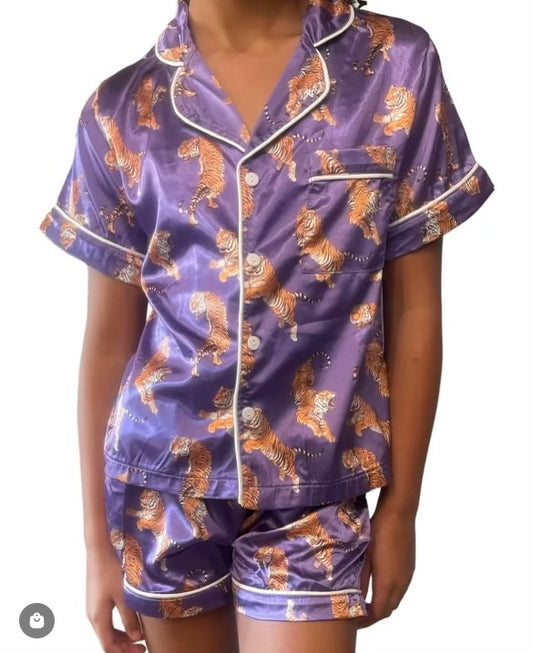 Kids Purple Tiger PJ Set