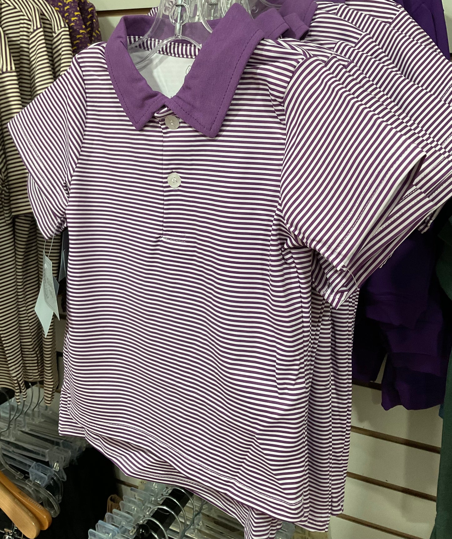Purple Stripe SS Polo