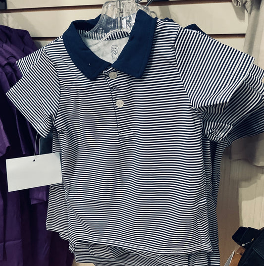 Navy Stripe SS Polo