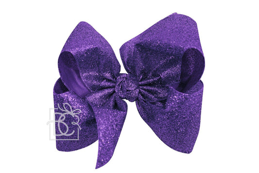 5.5" XL Bow w/Knot- Purple Glitter Metallic