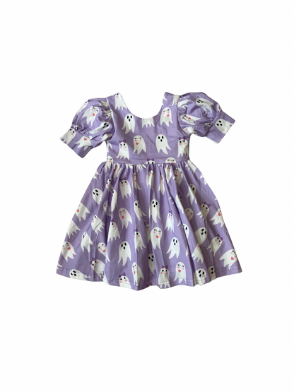 Puff Twirl Dress in Purple Girly Ghost