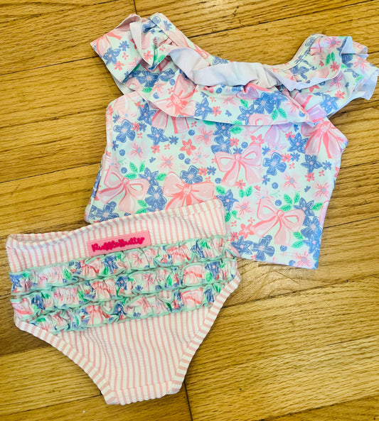 Bow Blooms Ruffle Tankini 2-Piece Swimsuit