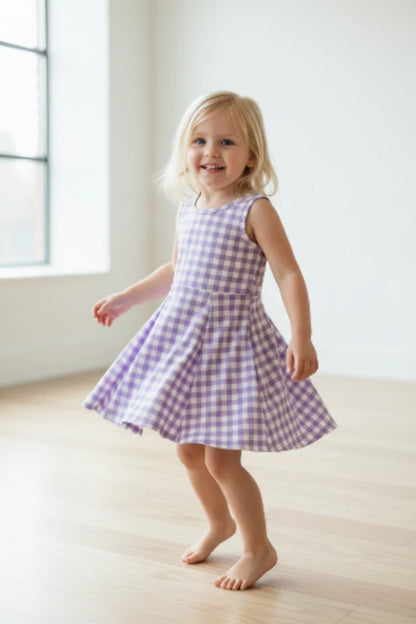 Purple Gingham Activewear Dress