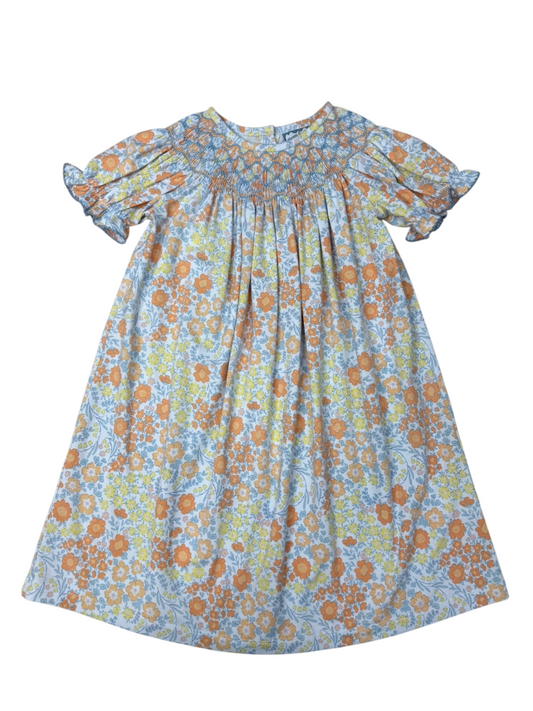 Autumn Breeze Smocked Geo Bishop Dress