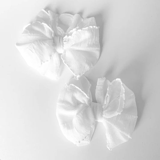 White Ruffle Clip Set