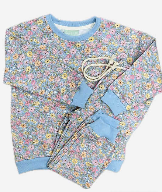 Blue Floral Jogger Set